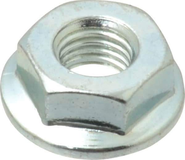 Value Collection - 1/4-28, 19/32" Flange Diam, Serrated Flange Nut - Grade Grade 2 Steel, Zinc-Plated Finish, 0.236" Flange Height - Exact Industrial Supply