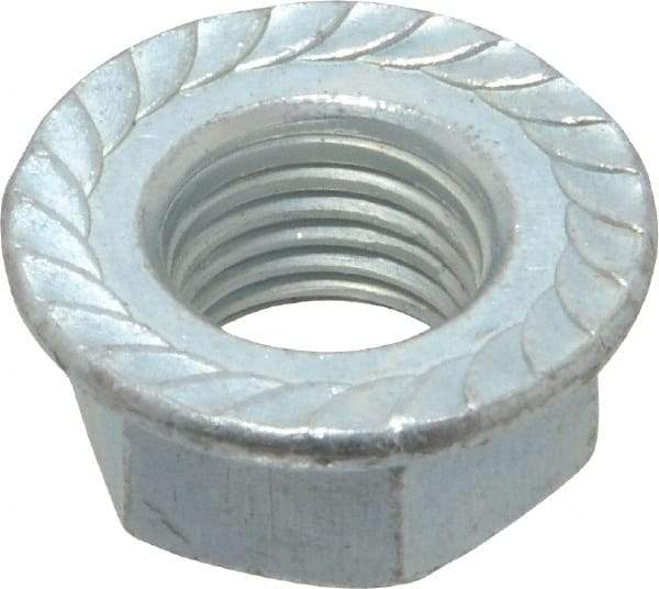 Value Collection - 3/8-24, 3/4" Flange Diam, Serrated Flange Nut - Grade Grade 2 Steel, Zinc-Plated Finish, 0.347" Flange Height - Exact Industrial Supply