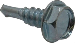Value Collection - #10, Hex Washer Head, Hex Drive, 5/8" Length Under Head, #3 Point, Self Drilling Screw - Grade 1016-1024 Steel, Zinc-Plated Finish - Exact Industrial Supply