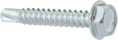 Value Collection - #10, Hex Washer Head, Hex Drive, 1-1/4" Length Under Head, #3 Point, Self Drilling Screw - Grade 1016-1024 Steel, Zinc-Plated Finish - Exact Industrial Supply