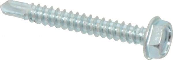 Value Collection - #10, Hex Washer Head, Hex Drive, 1-1/2" Length Under Head, #3 Point, Self Drilling Screw - Grade 1016-1024 Steel, Zinc-Plated Finish - Exact Industrial Supply