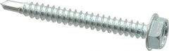 Value Collection - #10, Hex Washer Head, Hex Drive, 1-3/4" Length Under Head, #3 Point, Self Drilling Screw - Grade 1016-1024 Steel, Zinc-Plated Finish - Exact Industrial Supply