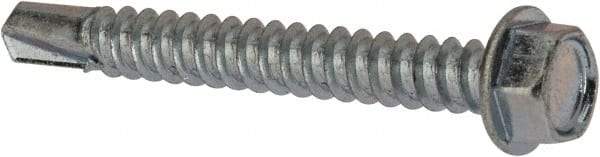 Value Collection - #12, Hex Washer Head, Hex Drive, 1-3/4" Length Under Head, #3 Point, Self Drilling Screw - Grade 1016-1024 Steel, Zinc-Plated Finish - Exact Industrial Supply