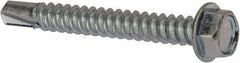 Value Collection - #12, Hex Washer Head, Hex Drive, 1-3/4" Length Under Head, #3 Point, Self Drilling Screw - Grade 1016-1024 Steel, Zinc-Plated Finish - Exact Industrial Supply