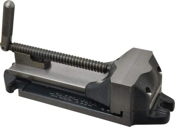 Cardinal Tool - 4" Jaw Opening Capacity x 1-1/2" Throat Depth, Horizontal Drill Press Vise - 4" Wide Jaw, Stationary Base, Rapid Action, 11-1/2" OAL x 2-7/8" Overall Height, Steel - Exact Industrial Supply