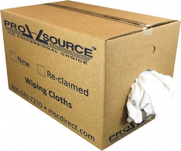 PRO-SOURCE - Wide Virgin Cotton Rags - White, Fleece and Sweatshirt, Low Lint, 25 Lbs. at 3 to 4 per Pound, Box - Exact Industrial Supply