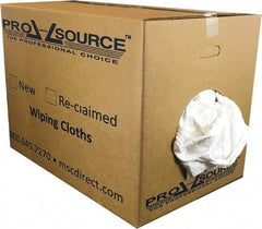 PRO-SOURCE - Wide Virgin Cotton Rags - White, Fleece and Sweatshirt, Low Lint, 50 Lbs. at 3 to 4 per Pound, Box - Exact Industrial Supply