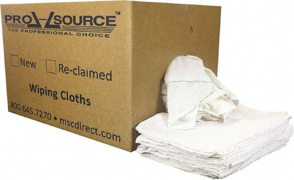 PRO-SOURCE - 19 Inch Long x 16 Inch Wide Virgin Utility Cotton Towels - White, Terry Cloth, Low Lint, 25 Lbs. at 3 to 4 per Pound, Box - Exact Industrial Supply