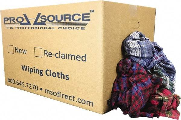 PRO-SOURCE - Reclaimed Cotton Polishing and Dust Cloths - Assorted Colors, Flannel, Low Lint, 25 Lbs. at 3 to 4 per Pound, Box - Exact Industrial Supply