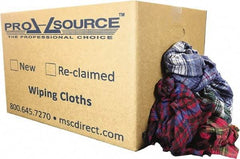 PRO-SOURCE - Reclaimed Cotton Polishing and Dust Cloths - Assorted Colors, Flannel, Low Lint, 25 Lbs. at 3 to 4 per Pound, Box - Exact Industrial Supply