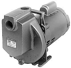 American Machine & Tool - 115/230 Volt, 1 Phase, 1 HP, Chemical Transfer Self Priming Centrifugal Pump - 1 Inch Inlet, Stainless Steel and Cast Iron Housing, Stainless Steel Impeller, 60 Ft. Shut Off, Viton Seal - Exact Industrial Supply