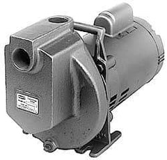 American Machine & Tool - 115/230 Volt, 1 Phase, 1/2 HP, Chemical Transfer Self Priming Centrifugal Pump - 1 Inch Inlet, Stainless Steel and Cast Iron Housing, Stainless Steel Impeller, 48 Ft. Shut Off, Viton Seal - Exact Industrial Supply