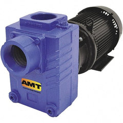 American Machine & Tool - 230/460 Volt, 3 Phase, 7-1/2 HP, Self Priming Centrifugal Pump - 3 Inch Inlet, 110 Head Pressure, Cast Iron Housing, Bronze Impeller - Exact Industrial Supply