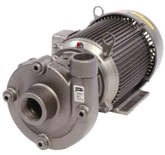 American Machine & Tool - 230/460V Volt, 3 Phase, 5 HP, Cast Iron Straight Pump - 2 Inch Inlet, 1-1/2 Inch Outlet, 115 Max Head psi, Stainless Steel Impeller, Buna-N Seal - Exact Industrial Supply
