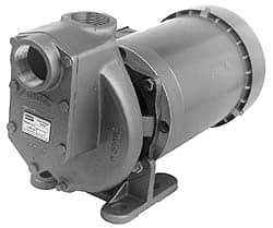 American Machine & Tool - 208-220/440 Volt, 3 Phase, 2 HP, Self Priming Pump - 1-1/2 Inch Inlet, 64 Head Pressure, Stainless Steel and Cast Iron Housing, Stainless Steel Impeller, PTFE Seal - Exact Industrial Supply