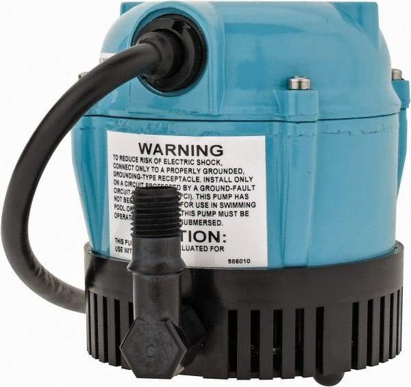 Little Giant Pumps - 1/200 HP, 3 psi, Aluminum Miniature Submersible Pump - 1/4 Inch Outlet, 6 Ft. Long Power Cord, 1.1 Amp - Exact Industrial Supply