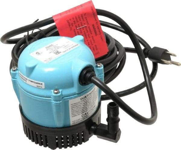 Little Giant Pumps - 1/200 HP, 3 psi, Aluminum Miniature Submersible Pump - 1/4 Inch Outlet, 18 Ft. Long Power Cord, 1.1 Amp - Exact Industrial Supply