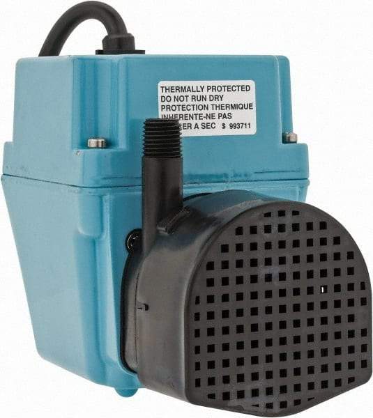 Little Giant Pumps - 1/40 HP, 5.1 psi, Aluminum Miniature Submersible Pump - 3/8 Inch Inlet, 1/4 Inch Outlet, 6 Ft. Long Power Cord, 1.7 Amp - Exact Industrial Supply