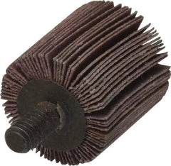 3M - 1" Diam x 1" Face Width, Extra Fine Aluminum Oxide Coated Mounted Flap Wheel - 1/4-20 Threaded Mount, 320 Grit, XE Weighted Cloth Backing, 25,000 Max RPM - Exact Industrial Supply