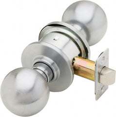 Schlage - 1-3/8 to 1-7/8" Door Thickness, Satin Chrome Passage Knob Lockset - Exact Industrial Supply