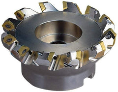 Seco - 5.47" Cut Diam, 1-1/2" Arbor Hole, 0.236" Max Depth of Cut, 45° Indexable Chamfer & Angle Face Mill - 6 Inserts, SE.X 43 Insert, Right Hand Cut, 6 Flutes, Through Coolant, Series R220.53 - Exact Industrial Supply