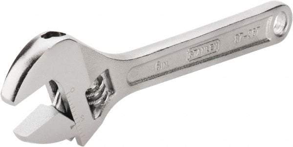 Stanley - 3/4" Jaw Capacity, 6" Standard Adjustable Wrench - Chrome Vanadium Steel, Chrome Finish, 6-1/4" OAL - Exact Industrial Supply