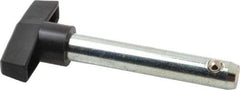 Value Collection - 1/2" Diam, 3" Usable Length, T Handle, Quick Release Pin - 3" OAL, Grade C1010/C1022 Steel, Zinc-Plated Finish - Exact Industrial Supply