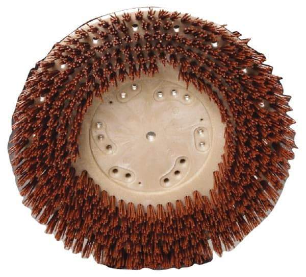 Made in USA - 18" Diam Floor Brush - 16" Machine, 1-1/2" Trim Length, Orange Pad, Nylon - Exact Industrial Supply