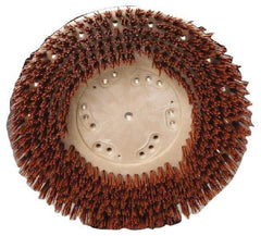 Made in USA - 15" Diam Floor Brush - 13" Machine, 1-1/2" Trim Length, Orange Pad, Nylon - Exact Industrial Supply