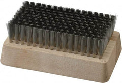 Made in USA - 3/4" Bristle Length, Stainless Steel Cleaning & Finishing Brush - 4-1/4" Long x 2-1/2" Wide Head, 4-1/4" OAL, Hardwood Block - Exact Industrial Supply