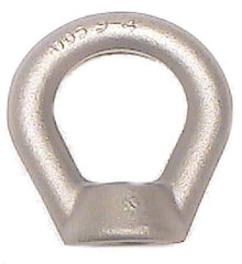 Made in USA - 29,400 Lb Capacity, 1-1/4-7 Thread, Carbon Steel Lifting Eye Nut - Grade C-1045, 6.63" Long x 6-5/8" High, 3-1/2" Inside & 5-1/4" Outside Eye Diam, 3-1/8" Bell/Base Width - Exact Industrial Supply