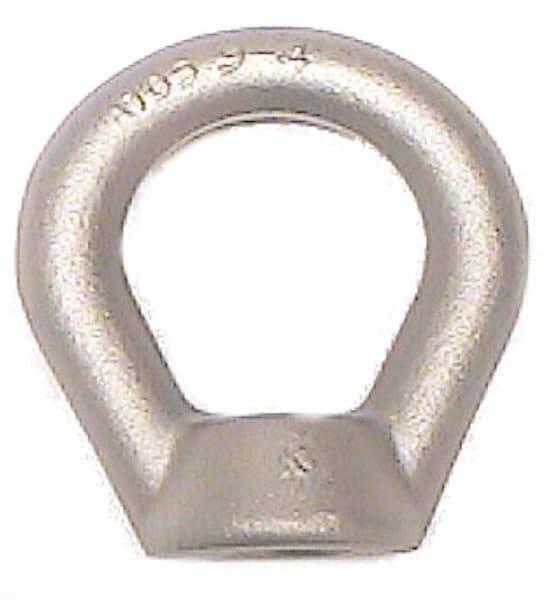 Made in USA - 10,000 Lb Capacity, M24x3 Thread, Carbon Steel Heavy Duty Lifting Eye Nut - Grade C-1030, 5" Long x 5" High, 2-1/4" Inside & 4" Outside Eye Diam, 1-9/16" Bell/Base Width - Exact Industrial Supply