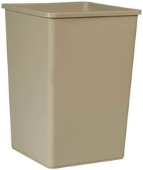 Rubbermaid - 35 Gal Beige Square Trash Can - Polyethylene, 27-5/8" High x 19-1/2" Long x 19-1/2" Wide - Exact Industrial Supply