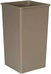 Rubbermaid - 50 Gal Beige Square Trash Can - Polyethylene, 34-1/4" High x 19-1/2" Long x 19-1/2" Wide - Exact Industrial Supply