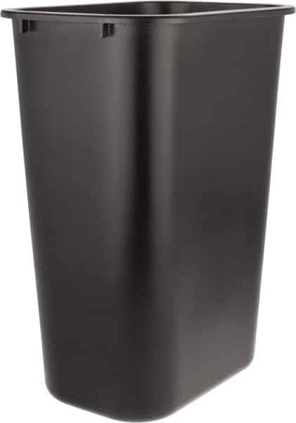 Rubbermaid - 41 Qt Black Rectangle Trash Can - Polyethylene, 19-7/8" High x 15-1/4" Long x 11" Wide - Exact Industrial Supply