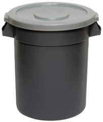 Continental - Round Lid for Use with 10 Gal Round Trash Cans - Gray, Polyethylene, For Huskee Trash Cans - Exact Industrial Supply