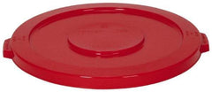 Continental - Round Lid for Use with 32 Gal Round Trash Cans - Red, Polyethylene, For Huskee Trash Cans - Exact Industrial Supply