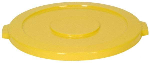 Continental - Round Lid for Use with 44 Gal Round Trash Cans - Yellow, Polyethylene, For Huskee Trash Cans - Exact Industrial Supply