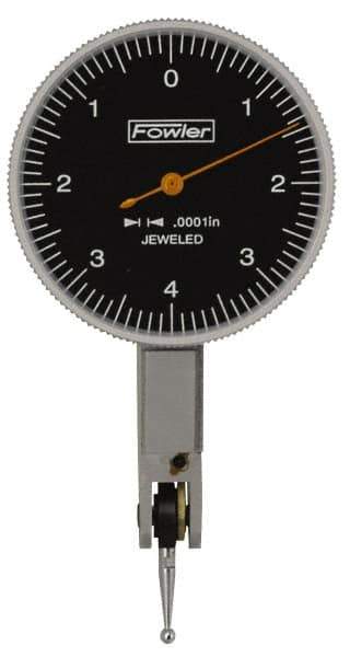 Fowler - 0.0001 Inch Dial Graduation, Dial Test Indicator - 1 Inch Black Dial, 0-4-0 Dial Reading - Exact Industrial Supply
