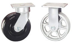 Albion - 5" Diam x 2" Wide x 6-1/2" OAH Top Plate Mount Rigid Caster - Phenolic, 1,000 Lb Capacity, Roller Bearing, 4 x 4-1/2" Plate - Exact Industrial Supply