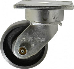 Albion - 4" Diam x 1-1/2" Wide x 5-5/8" OAH Top Plate Mount Swivel Caster - Drop Forged, 1,400 Lb Capacity, Roller Bearing, 4 x 4-1/2" Plate - Exact Industrial Supply