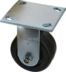 Albion - 4" Diam x 2" Wide x 5-5/8" OAH Top Plate Mount Rigid Caster - Phenolic, 800 Lb Capacity, Roller Bearing, 4 x 4-1/2" Plate - Exact Industrial Supply