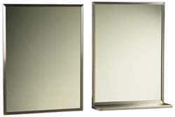 Made in USA - 18 Inch Wide x 24 Inch High, Theft Resistant Rectangular Glass Washroom Mirror - Stainless Steel Frame - Exact Industrial Supply