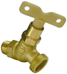 B&K Mueller - 1/2" Pipe, 125 psi WOG Rating, Brass Hose Bibb, Stop Valve - Loose Key Handle, MNPT x GHT End Connections - Exact Industrial Supply