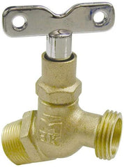 B&K Mueller - 3/4" Pipe, 125 psi WOG Rating, Brass Hose Bibb, Stop Valve - Loose Key Handle, MNPT x GHT End Connections - Exact Industrial Supply
