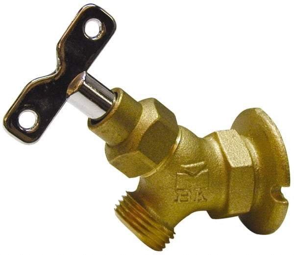 B&K Mueller - 3/4" Pipe, Brass Coated Brass Sillcock with Lockshield - Loosekey Handle, FNPT x GHT End Connections, 150 psi WOG Rating - Exact Industrial Supply