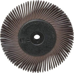 3M - 6" Diam, 1/2" Max Face Width, Plain Hole Radial Bristle Brush - 36 Grit, Very Coarse Grade, 6,000 Max RPM, Dark Brown - Exact Industrial Supply