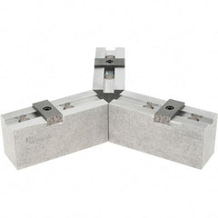 Abbott Workholding Products - 10" & Up Chuck Capacity, Tongue & Groove Attachment, Square Soft Lathe Chuck Jaw - 3 Jaws, Aluminum, 2-1/8" Btw Mount Hole Ctrs, 4-1/2" Long x 1-1/2" Wide x 2" High, 1/2" Groove, 1/2" Fastener - Exact Industrial Supply