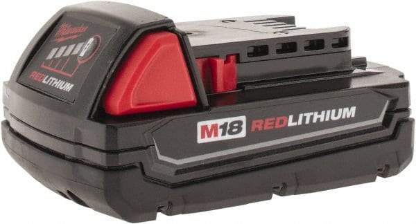 Milwaukee Tool - 18 Volt Lithium-Ion Power Tool Battery - 1.5 Ahr Capacity, 3/4 hr Charge Time, Series M18 RED - Exact Industrial Supply