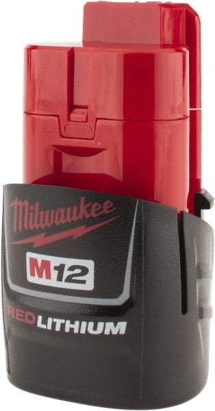 Milwaukee Tool - 12 Volt Lithium-Ion Power Tool Battery - 1.5 Ahr Capacity, 1 hr Charge Time, Series M12 RED - Exact Industrial Supply